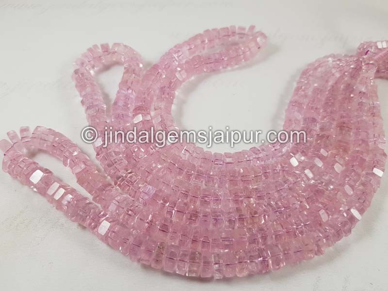 Pink Morganite Step Cut Roundelle Beads